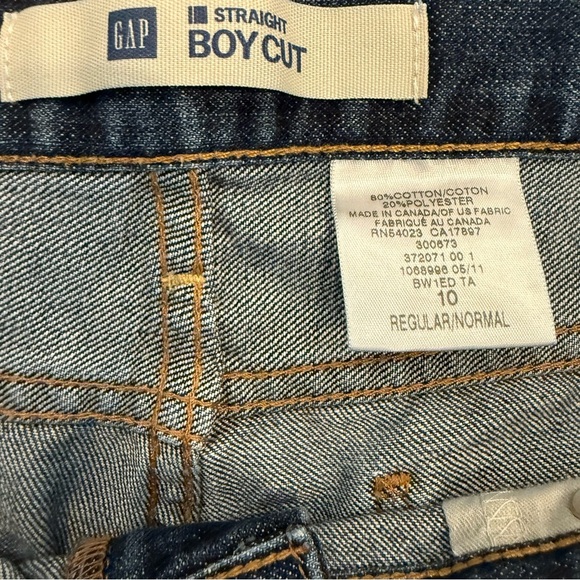 Gap Mid Rise Straight Boy Cut Classic Dark Wash Blue Denim Jeans Women's 10R EUC - Picture 4 of 7